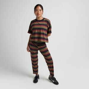 STANCE Butterblend Women's Striped Lounge Pajama Set Neutral Earthy Cozy sz M